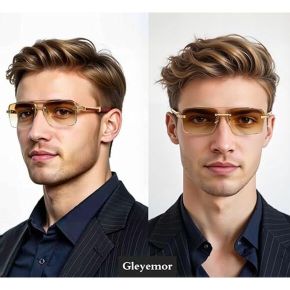 Gleyemor Mens Rimless Rectangle Sunglasses Frameless Square Fashion Sunglasses - Picture 3 of 6